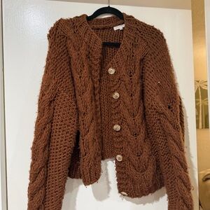 Cozy Brown Cable Knit Cardigan. Little Lies brand size S/M